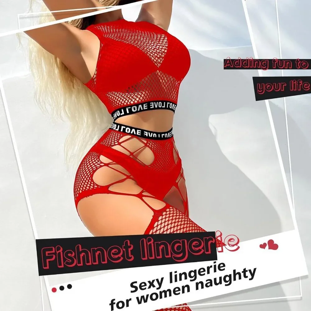 Sexy Lingerie for Women Naughty Fishnet Lingerie Set Bodysuit Erotic Teddy Sheer